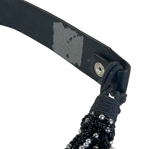Chico's Black Leather Adjustable Belt w/ Beads & Mother of Pearl Like Inlay S/M - Picture 11 of 11